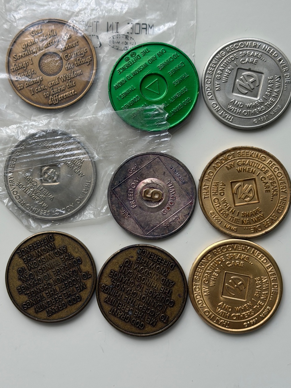 9 AA & NA coins